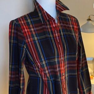 J. Crew Slim Fit Tartan Plaid Blouse - Top